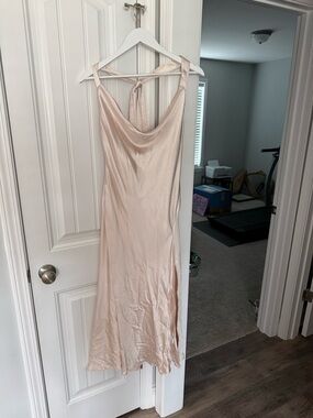 Satin Slip Dress in Light Blush